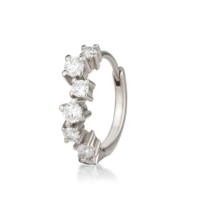 ALL SHINE HUGGIE hoop earring in white gold set with natural diamonds