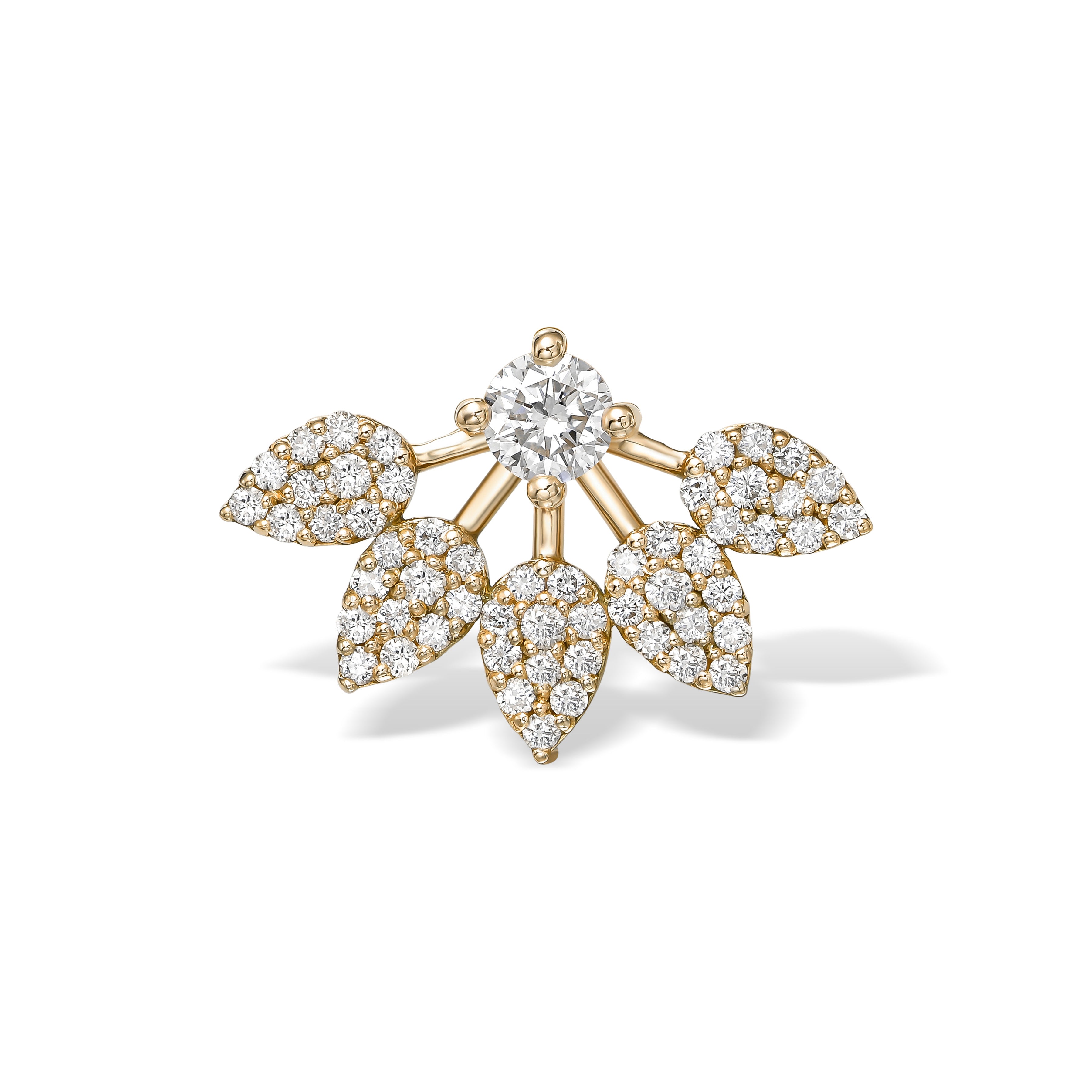 עגיל צמוד זהב צהוב משובץ יהלומים SISI EARRING STUD