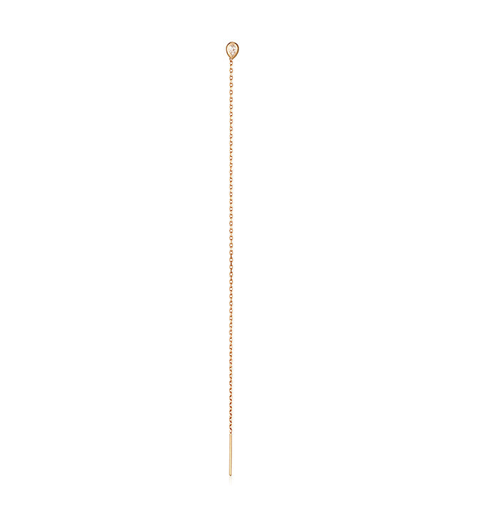 MARIN LONG EARRING STUD   עגיל עם שרשרת ארוכה מזהב ורוד משובץ יהלומים