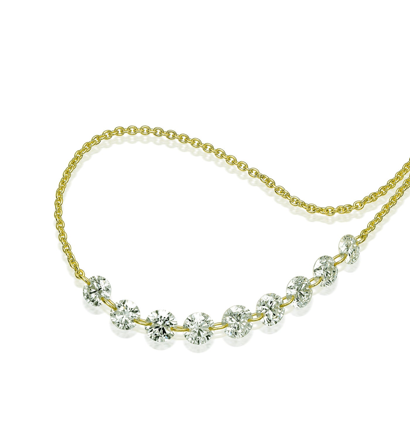 שרשרת זהב צהוב ויהלומים טבעיים קדוחים MELANIA NINE DIAMONDS NECKLACE