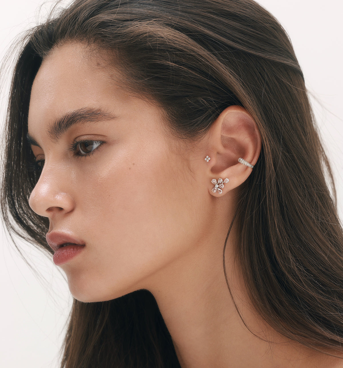 GIA & BIANCA EARRINGS PAIR זוג עגילים בזהב ורוד משובץ יהלומים