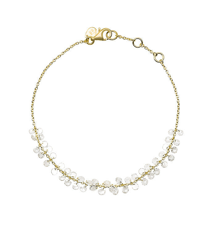 צמיד זהב צהוב BRIGITTE עם יהלומי רוז קאט מרחפים בעיצוב עדין ונעים על היד
