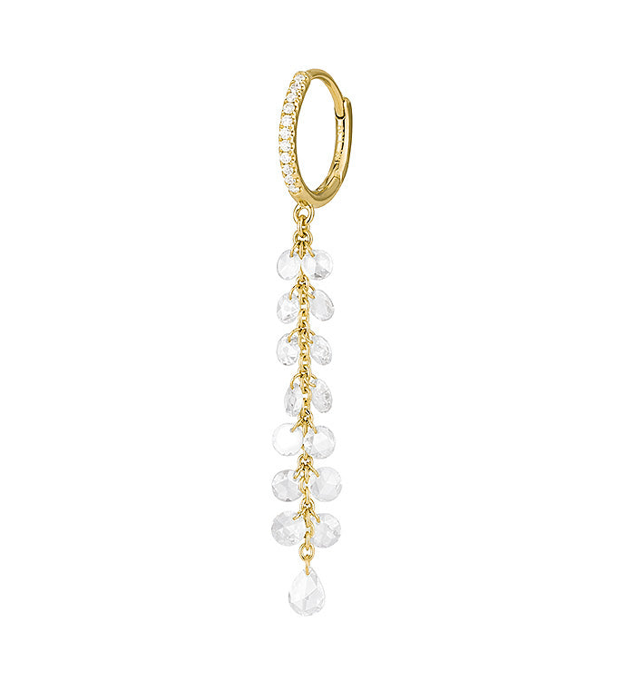 BRIGITTE EARRING hoop earring in yellow gold set with floating natural diamonds and floating natural rose cut diamonds