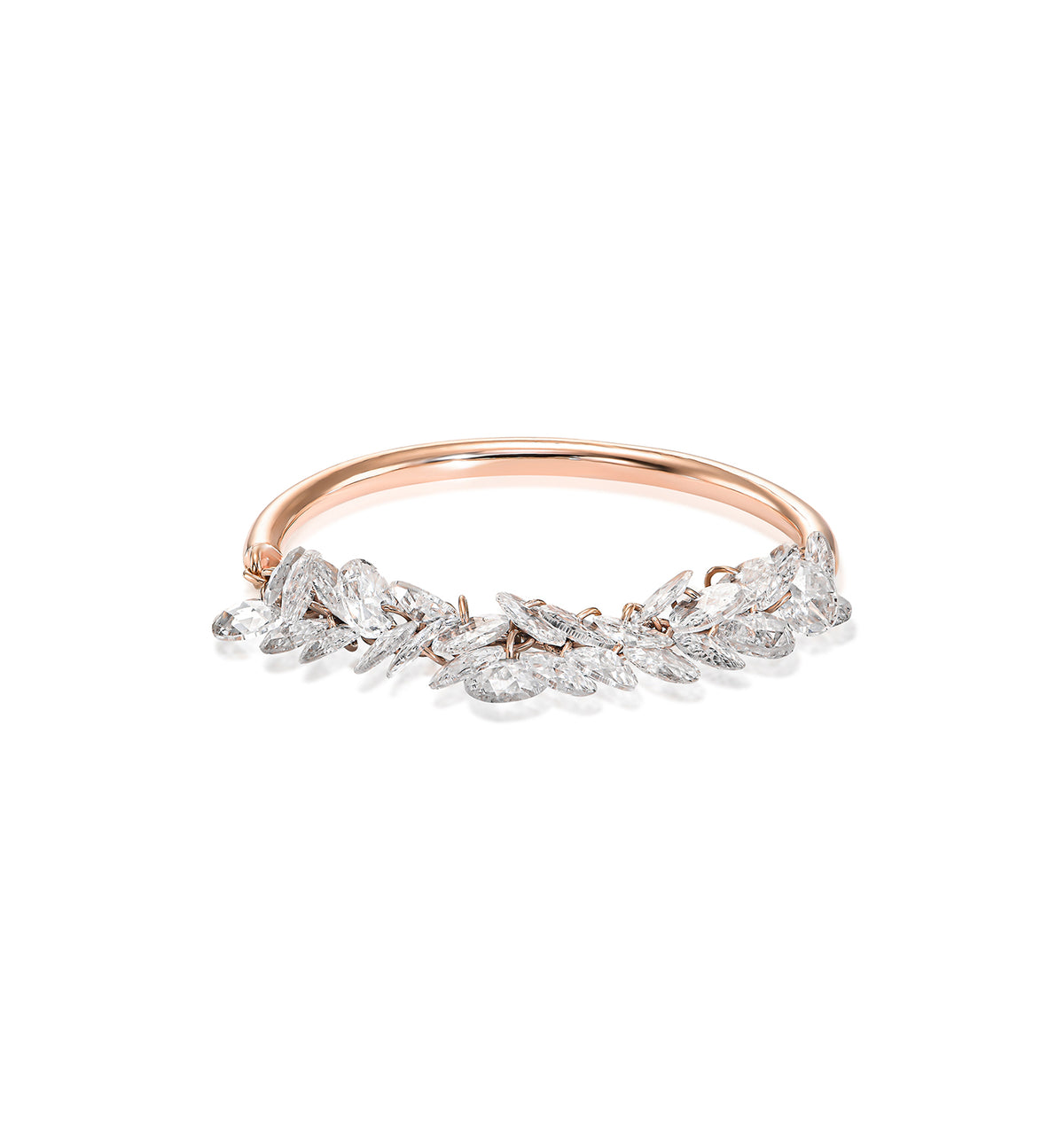 Brigitte floating rose cut diamond ring rose gold 
