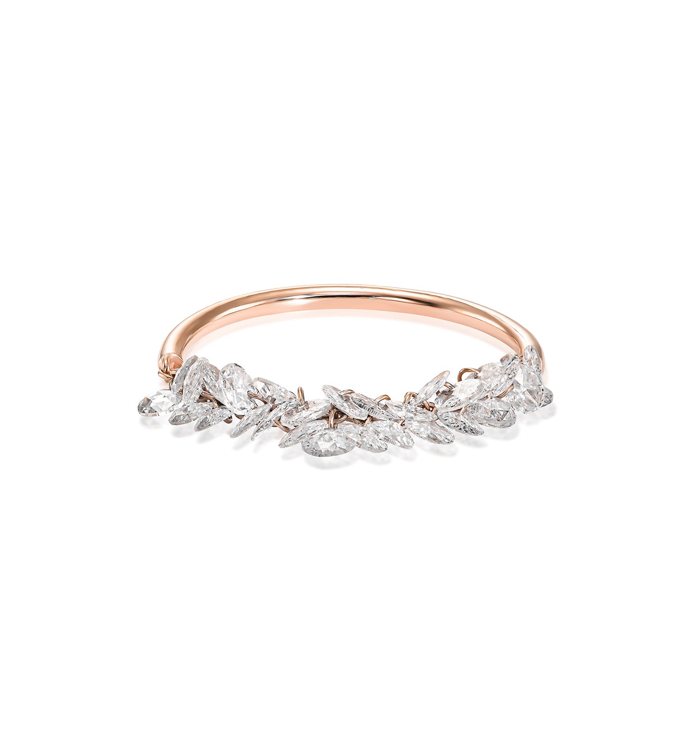 Brigitte floating rose cut diamond ring rose gold 