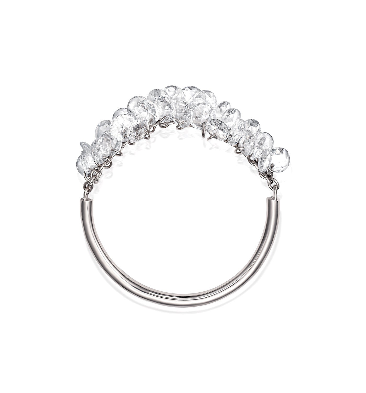 טבעת זהב לבן עם יהלומי רוז קאט PINKY BRIGITTE RING