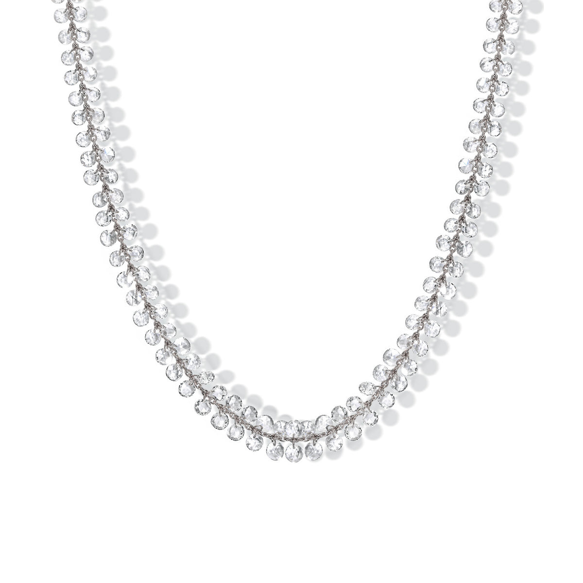 Brigitte More floating rose cut diamond necklace white gold set with natural diamonds