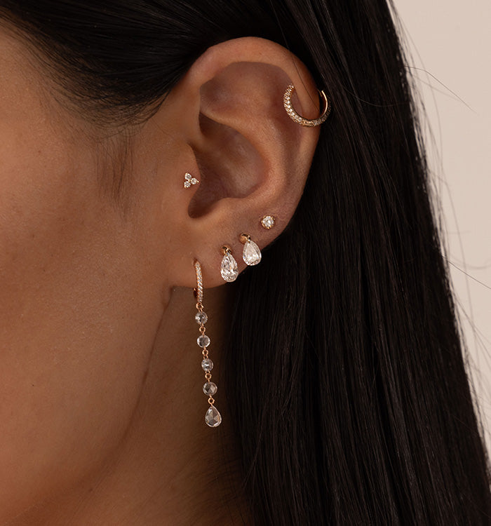 עגיל חישוק זהב ורוד עם יהלומי רוז קאט RITA EARRING