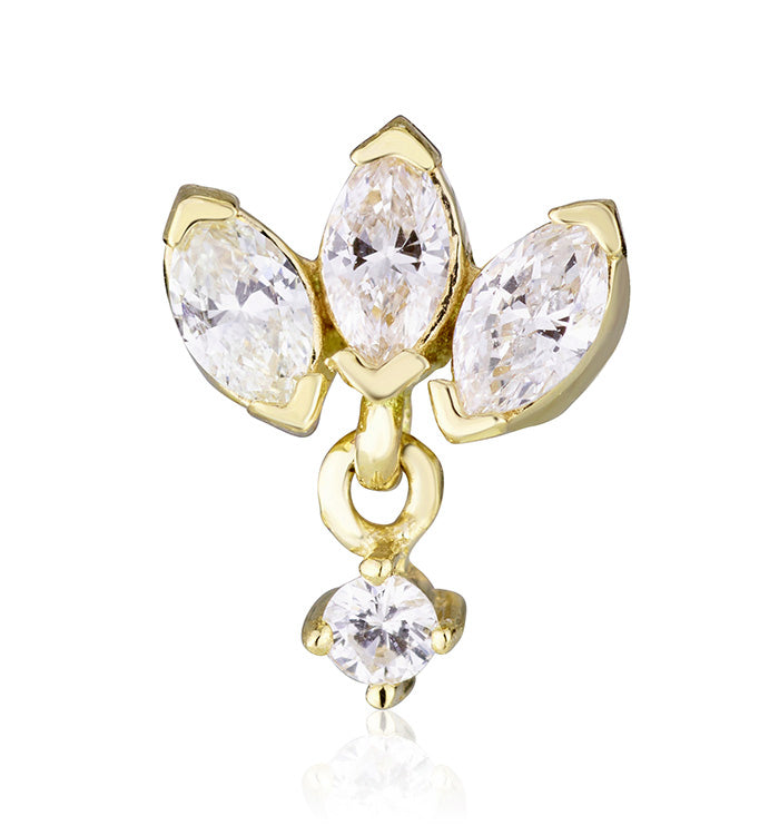 עגיל פירסינג לוטוס מזהב צהוב משובץ יהלומים LOTUS DIAMONDS PIERCING LABRET NO 2