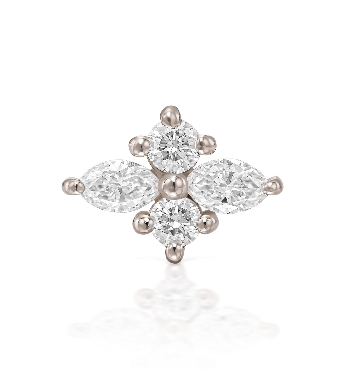 עגיל פירסינג זהב לבן משובץ יהלומים טבעיים LILI EARRING PIERCING LABRET