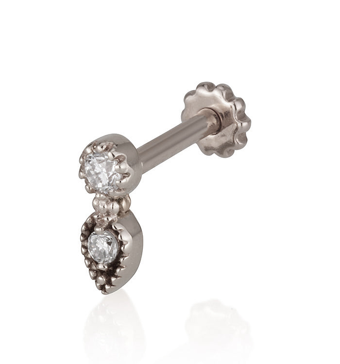 עגיל פירסינג מזהב לבן משובץ ביהלומים BELL DIAMONDS PIERCING LABRET