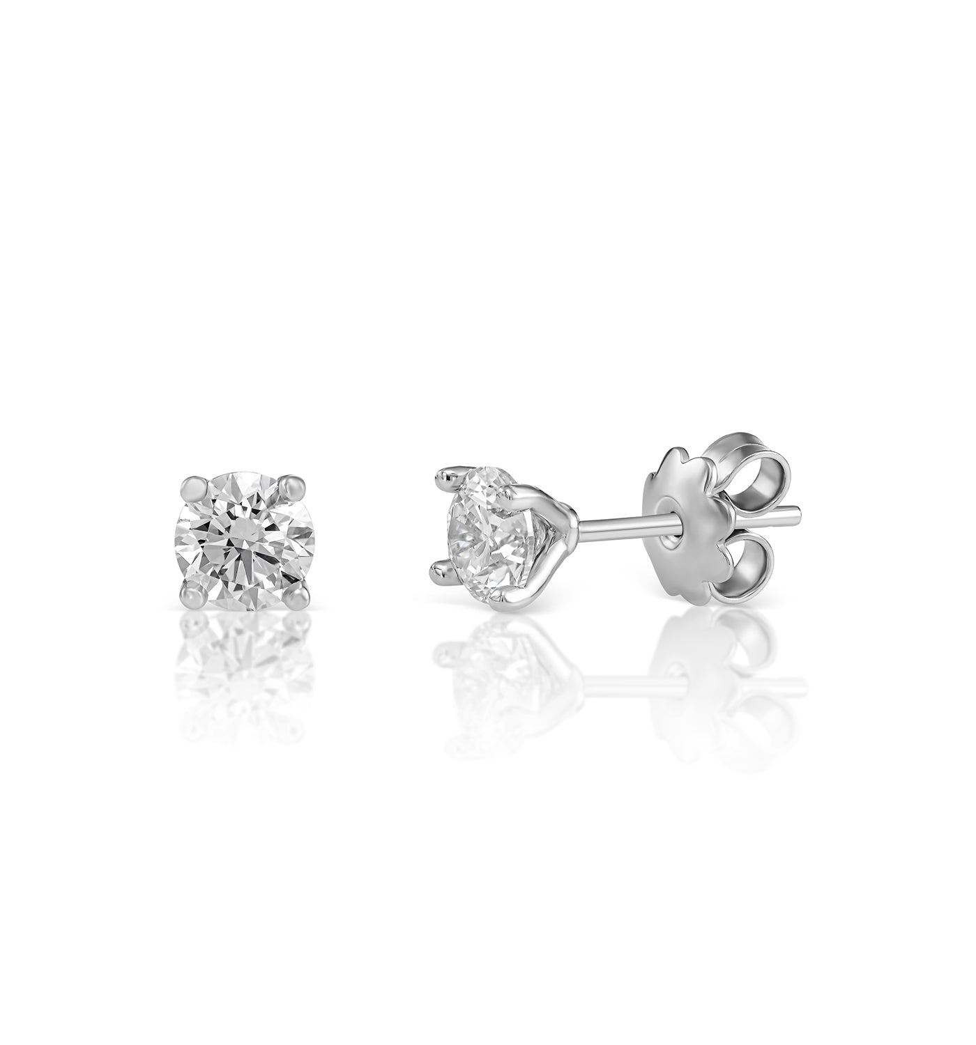 CVD lab diamond stud earrings 0.75 carat each set in white gold