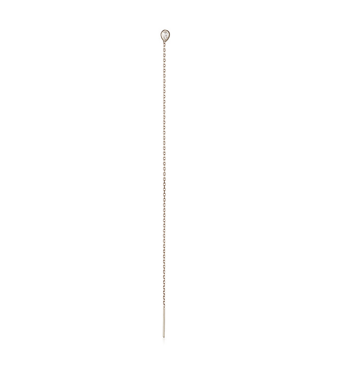 MARIN LONG EARRING STUD   עגיל עם שרשרת ארוכה מזהב לבן משובץ יהלומים