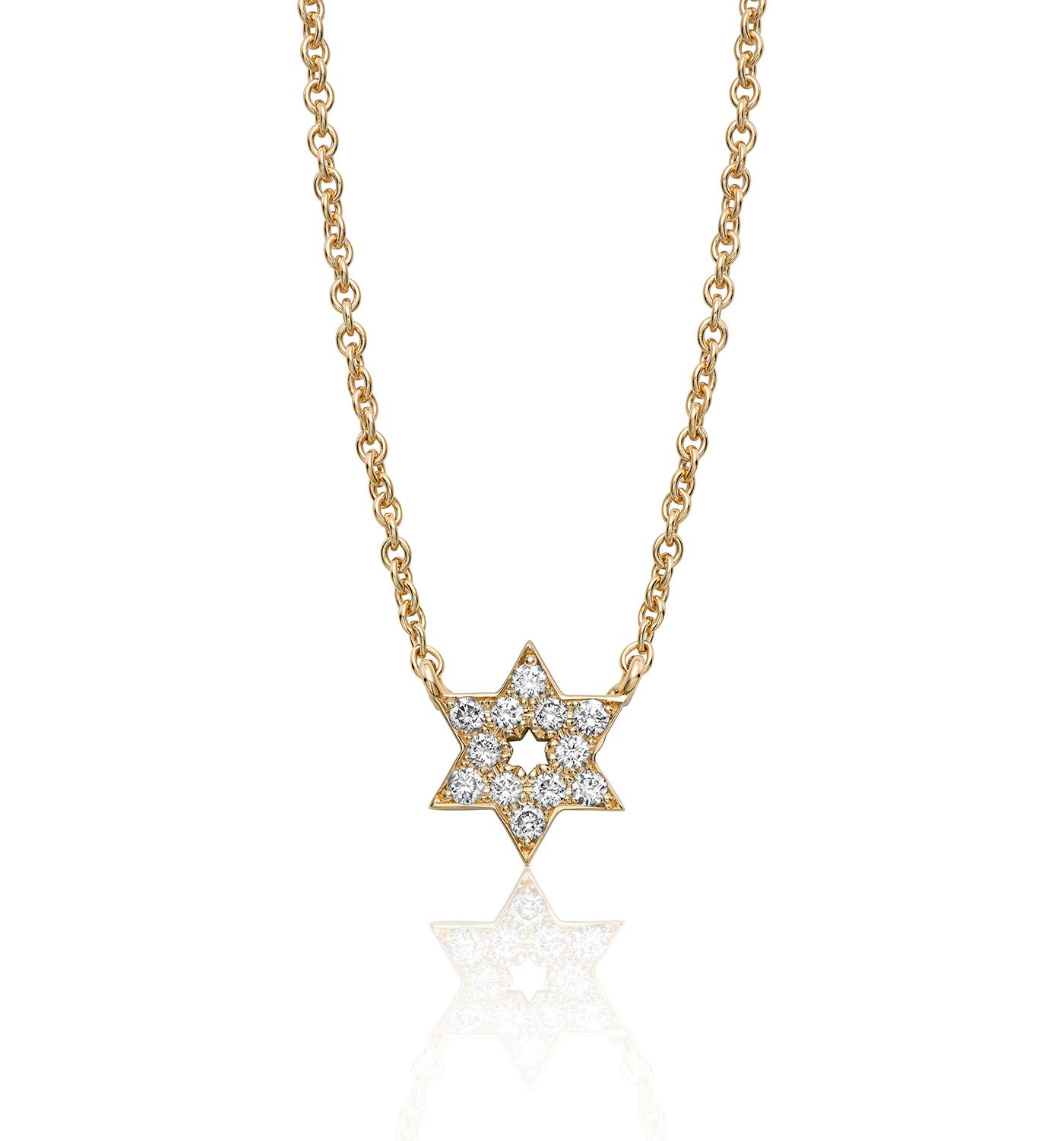 שרשרת זהב צהוב משובצת יהלומים STAR OF DAVID NECKLACE