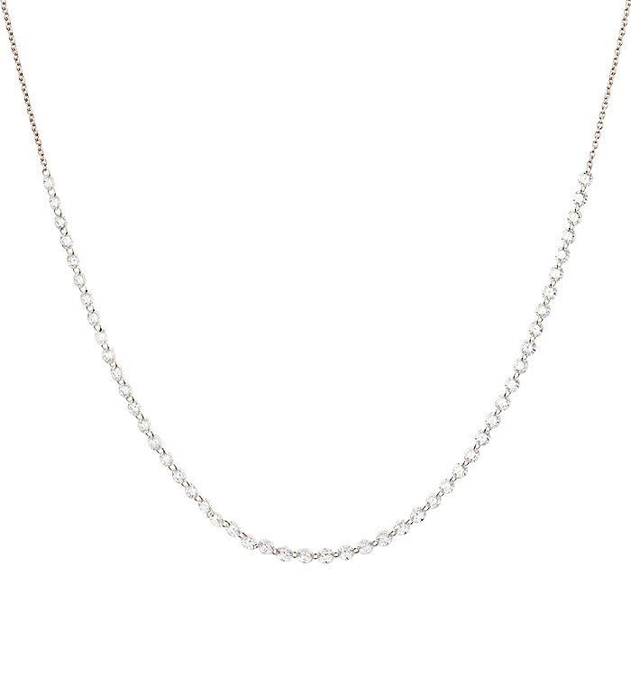 שרשרת זהב לבן ויהלומי בריולט קדוחים BRIOLETTE DIAMONDS NECKLACE