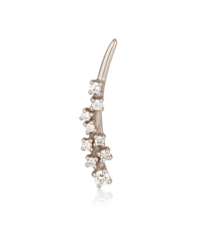 עגיל מטפס זהב לבן משובץ יהלומים ARIEL CLIMBER EARRING with Diamonds