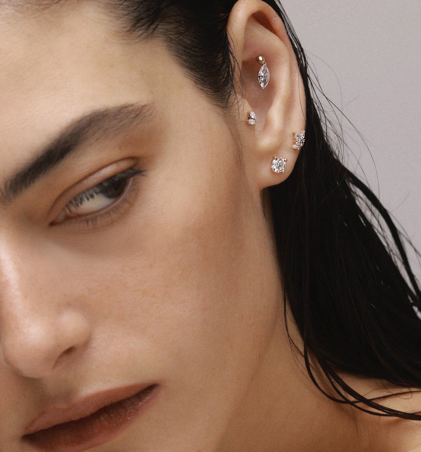 יהלום  תלוי קדוח בצורת מרקיזה  עגיל לאנטי קונצ