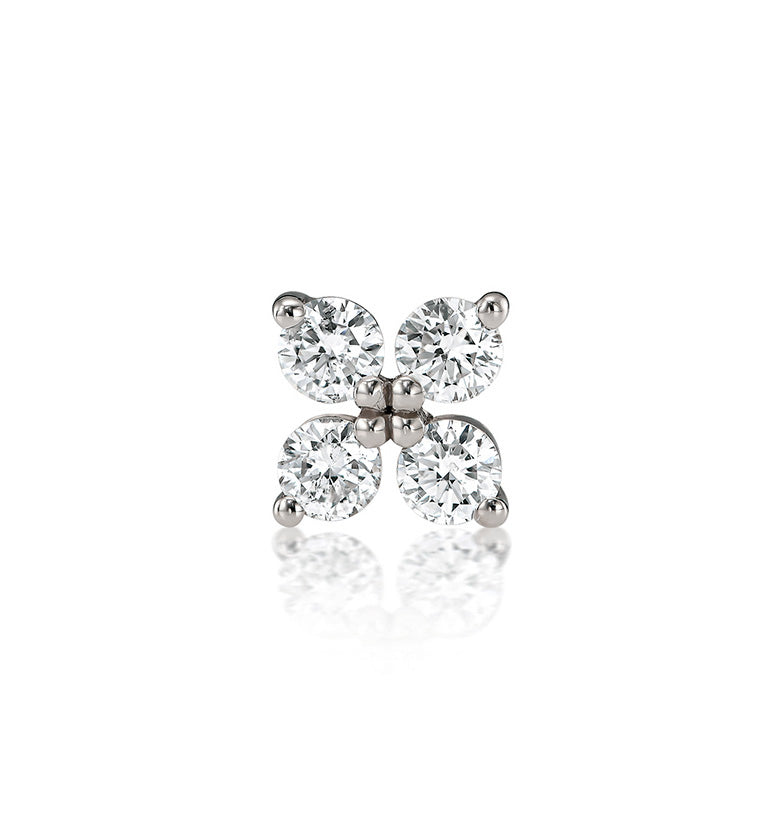 Four XL diamond stud earring white gold front view
