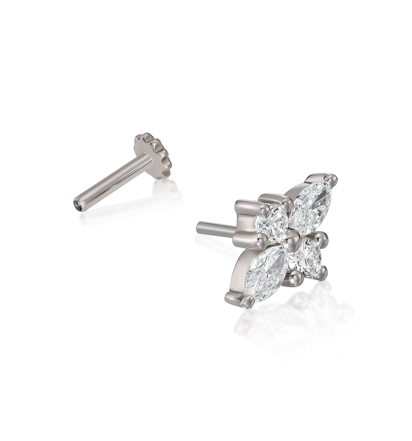 Lili diamond piercing labret earring white gold open view