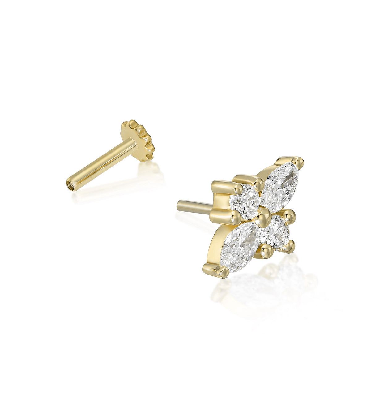 Lili diamond piercing labret earring white gold open view