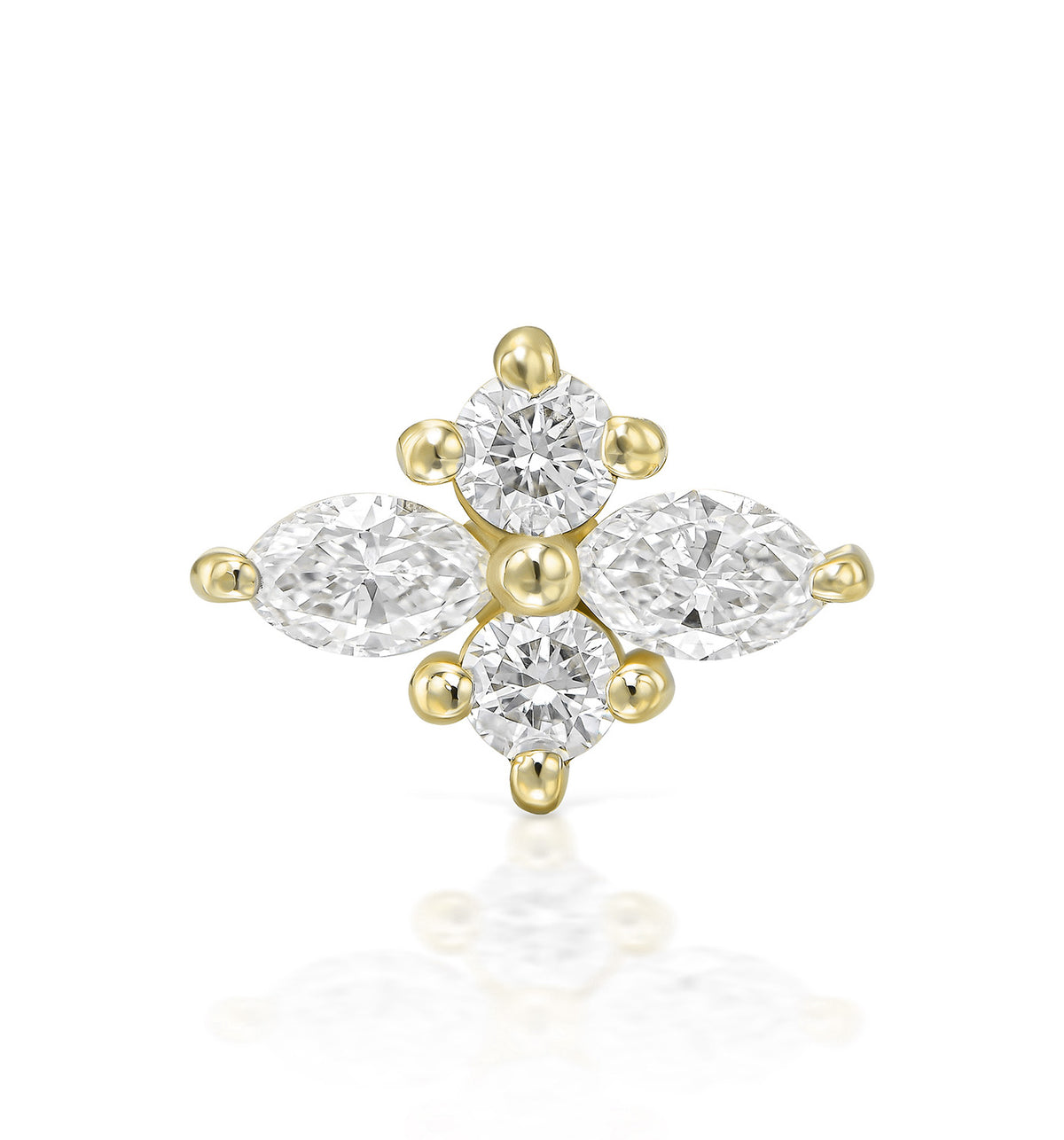 עגיל פירסינג זהב צהוב משובץ יהלומים טבעיים LILI EARRING PIERCING LABRET