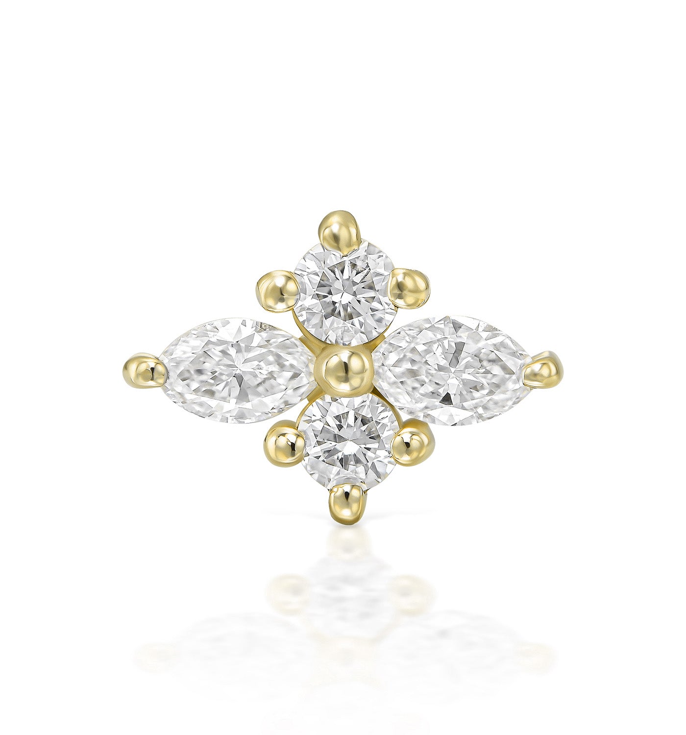 עגיל פירסינג זהב צהוב משובץ יהלומים טבעיים LILI EARRING PIERCING LABRET