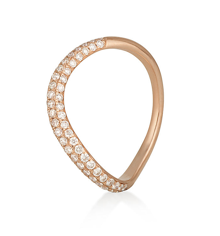 Maya ring in rose gold set with natural diamonds angle view