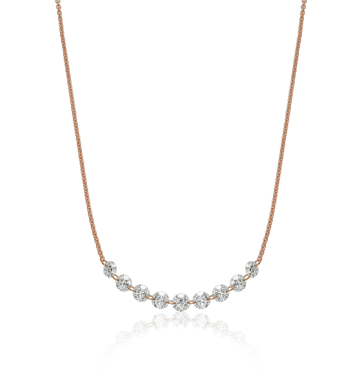 Melania floating nine diamonds necklace rose gold