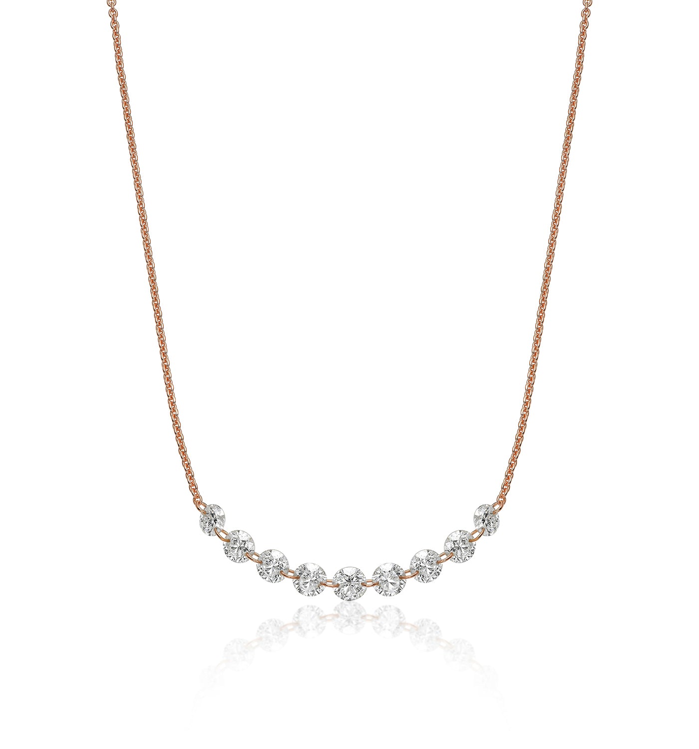 Melania floating nine diamonds necklace rose gold
