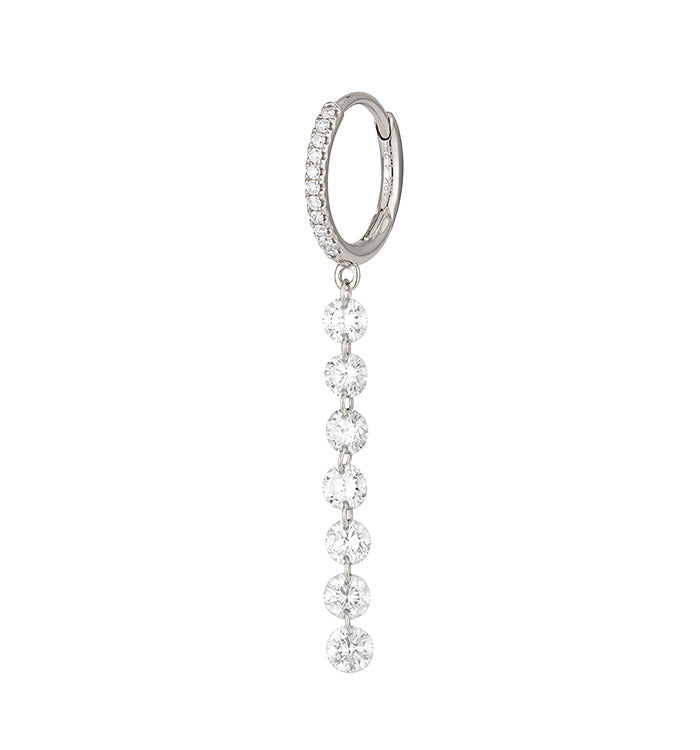 Melania seven diamonds hoop earring in white gold set with natural diamonds