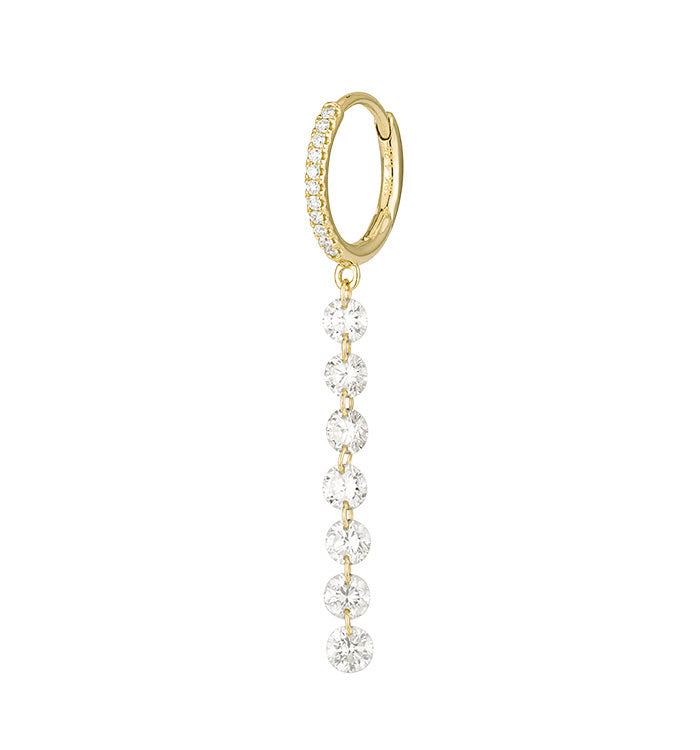 Melania seven diamonds hoop earring in yellow gold set with natural diamonds