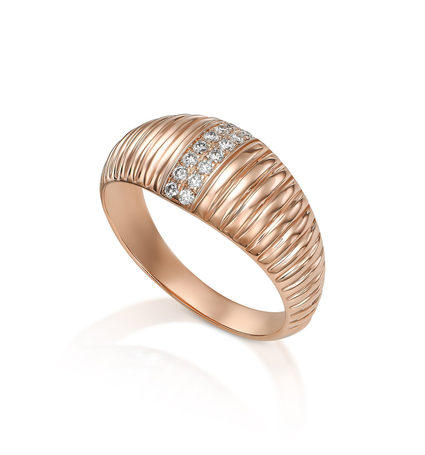 Mila diamond pinky ring rose gold angled view