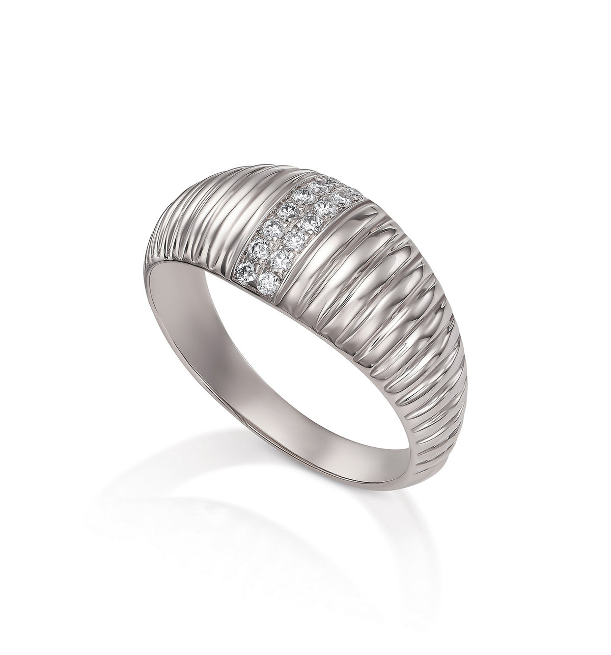 Mila diamond pinky ring white gold angled view