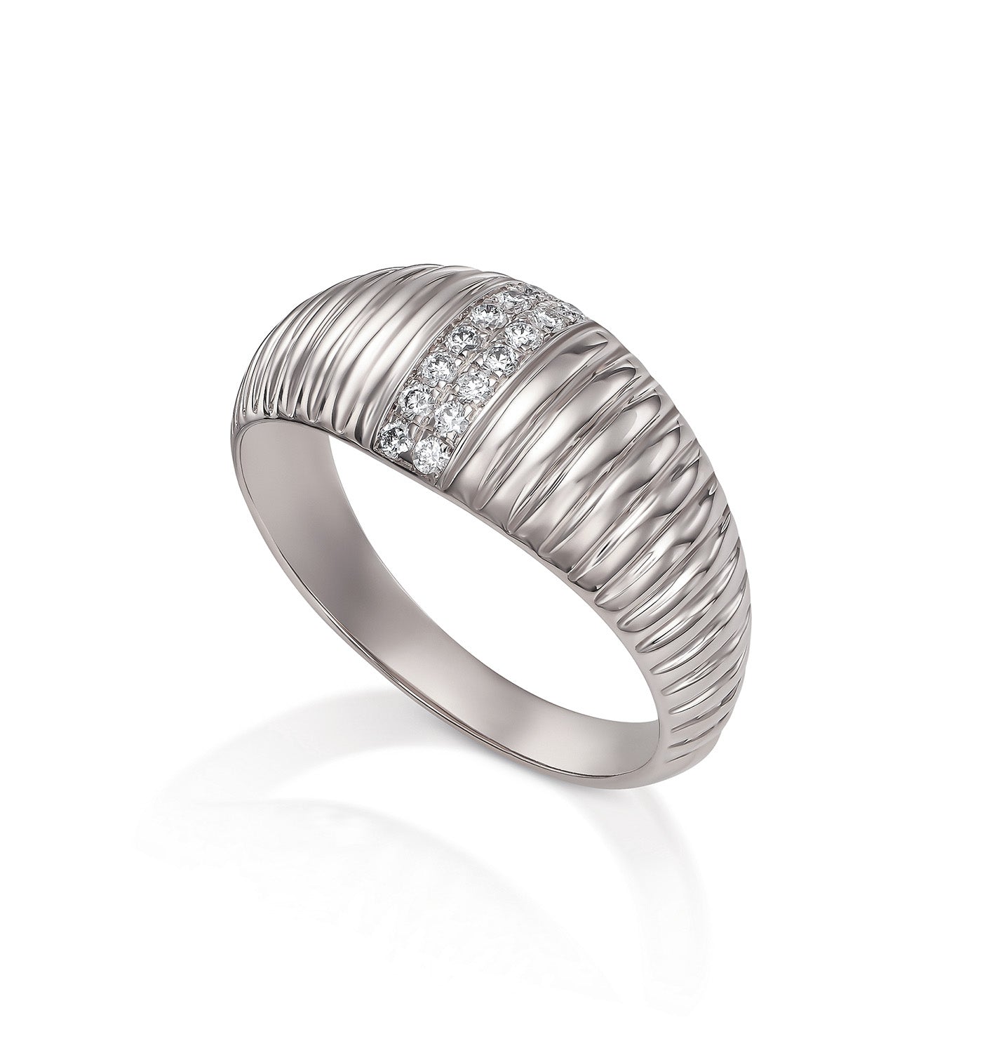 Mila diamond pinky ring white gold angled view