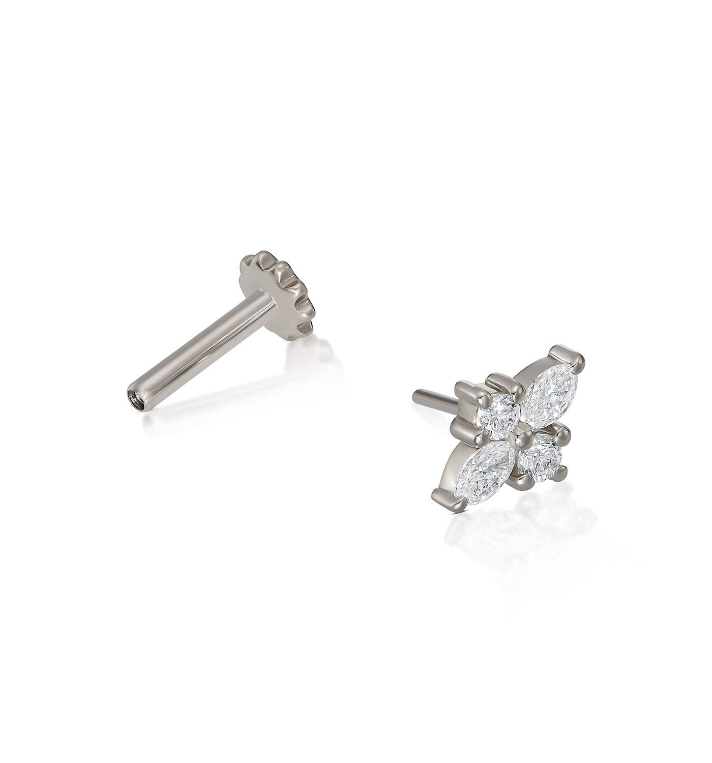 Mini Lili diamond piercing labret earring white gold open view