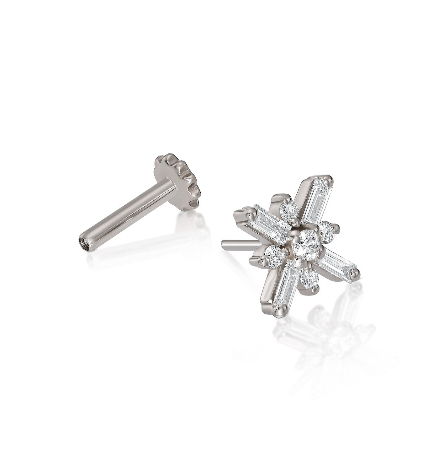 Miro diamond piercing labret earring white gold open view
