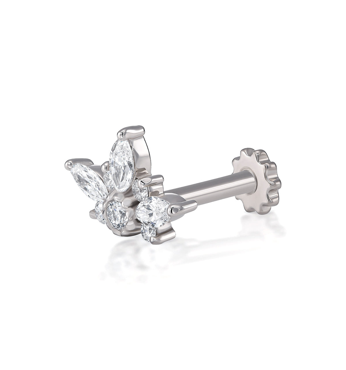 Nomi diamond piercing labret earring white gold angled view