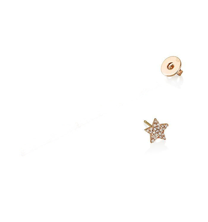 עגיל כוכב צמוד זהב ורוד משובץ יהלומים STAR DIAMONDS  STUD 4