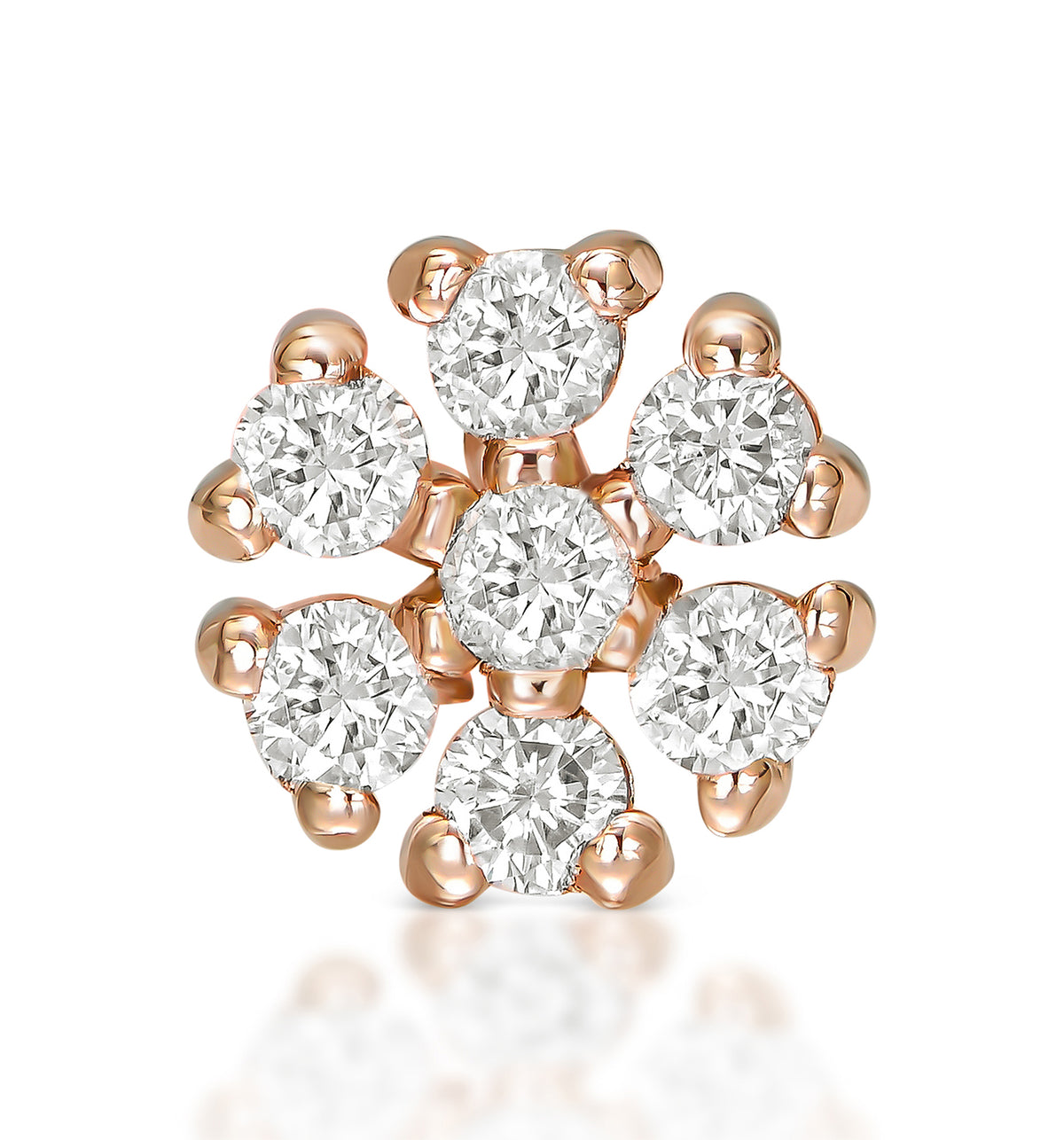 Petit diamond piercing labret earring rose gold front view