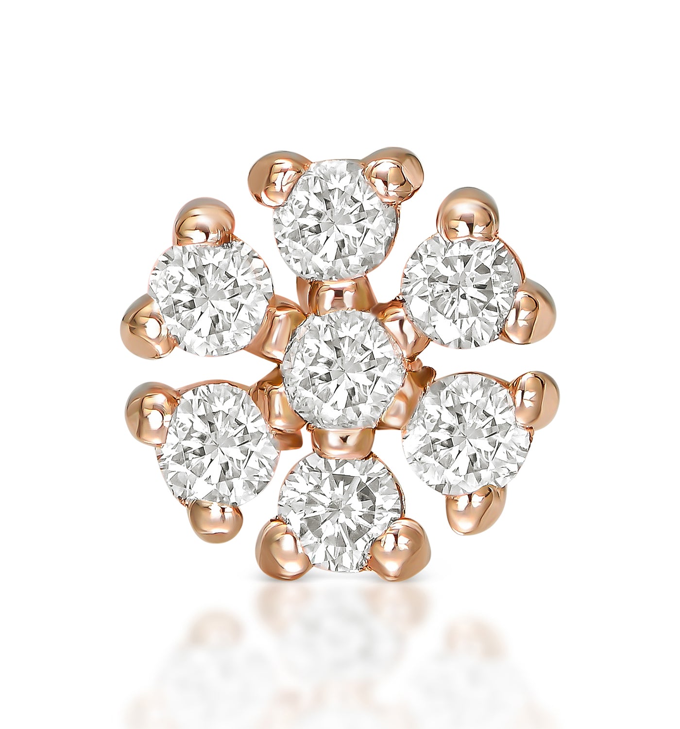 Petit diamond piercing labret earring rose gold front view