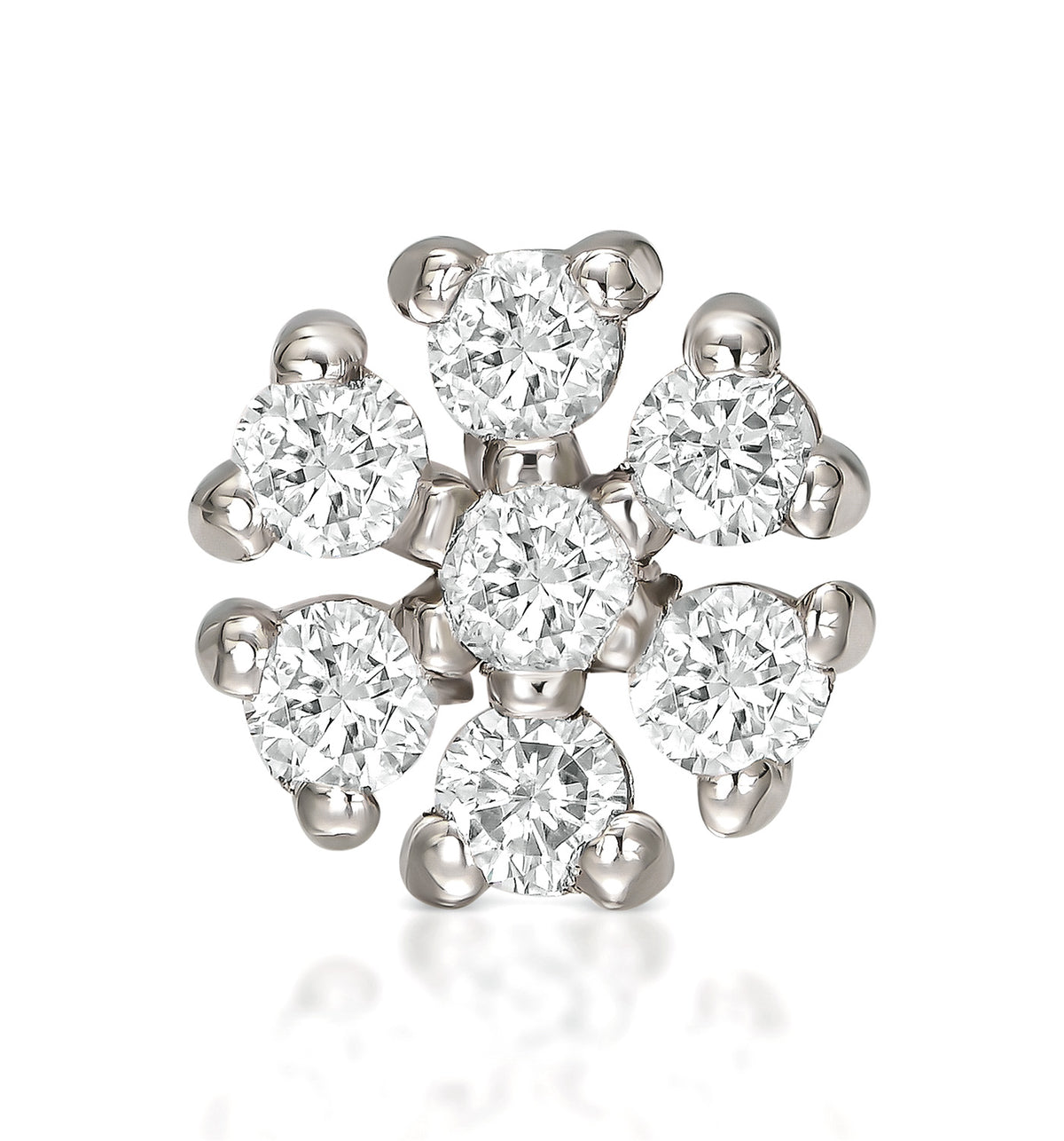 Petit diamond piercing labret earring white gold front view