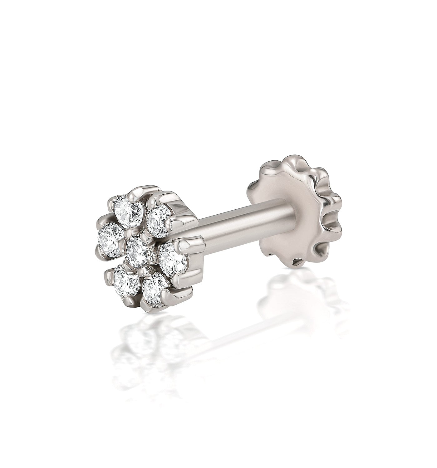 Petit diamond piercing labret earring white gold