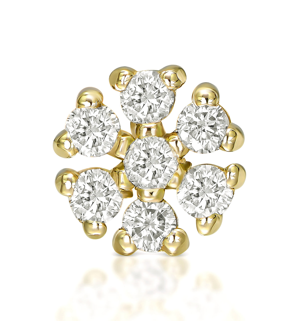 Petit diamond piercing labret earring yelllow gold front view