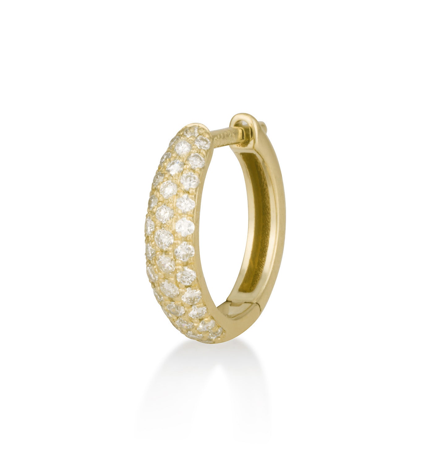 עגיל חישוק זהב צהוב PUFFE משובץ יהלומים בעיצוב עדין ונקי