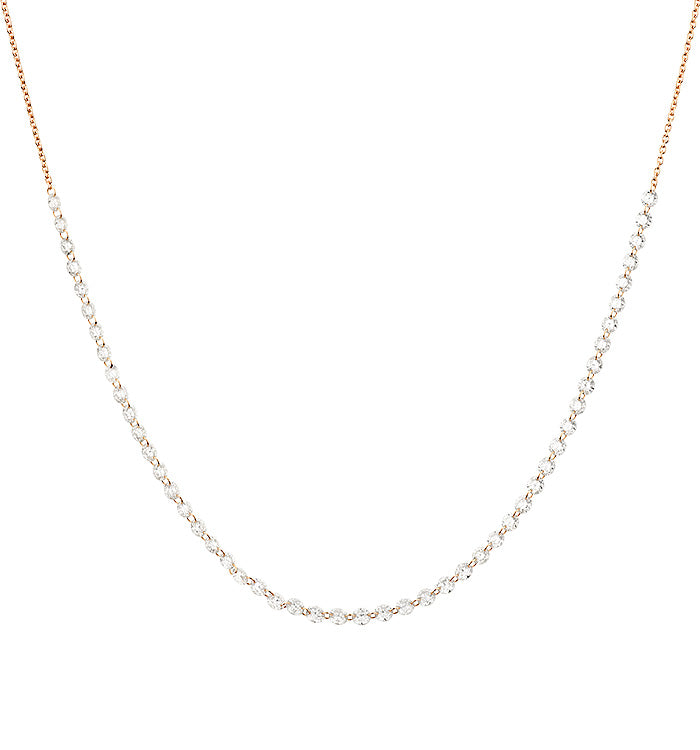 שרשרת זהב צהוב RITA עם יהלומי רוז קאט מרחפים בעיצוב עדין ונקי