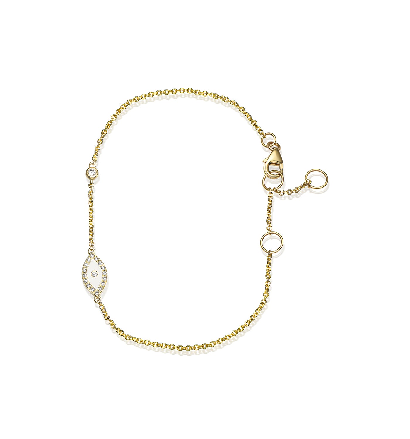 Signature eye diamond bracelet yellow gold white enamel