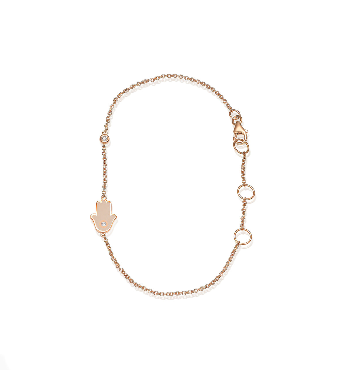 Signature hamsa diamond bracelet rose gold powder enamel