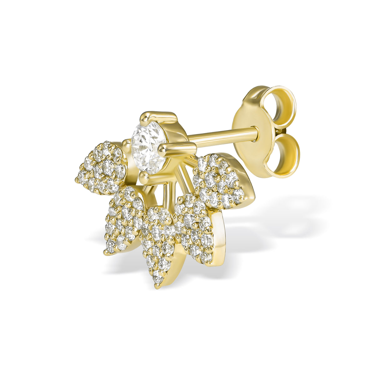 Sisi diamond stud earring yellow gold angled view