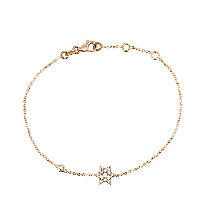 Star of David bracelet in rose gold set with natural diamonds